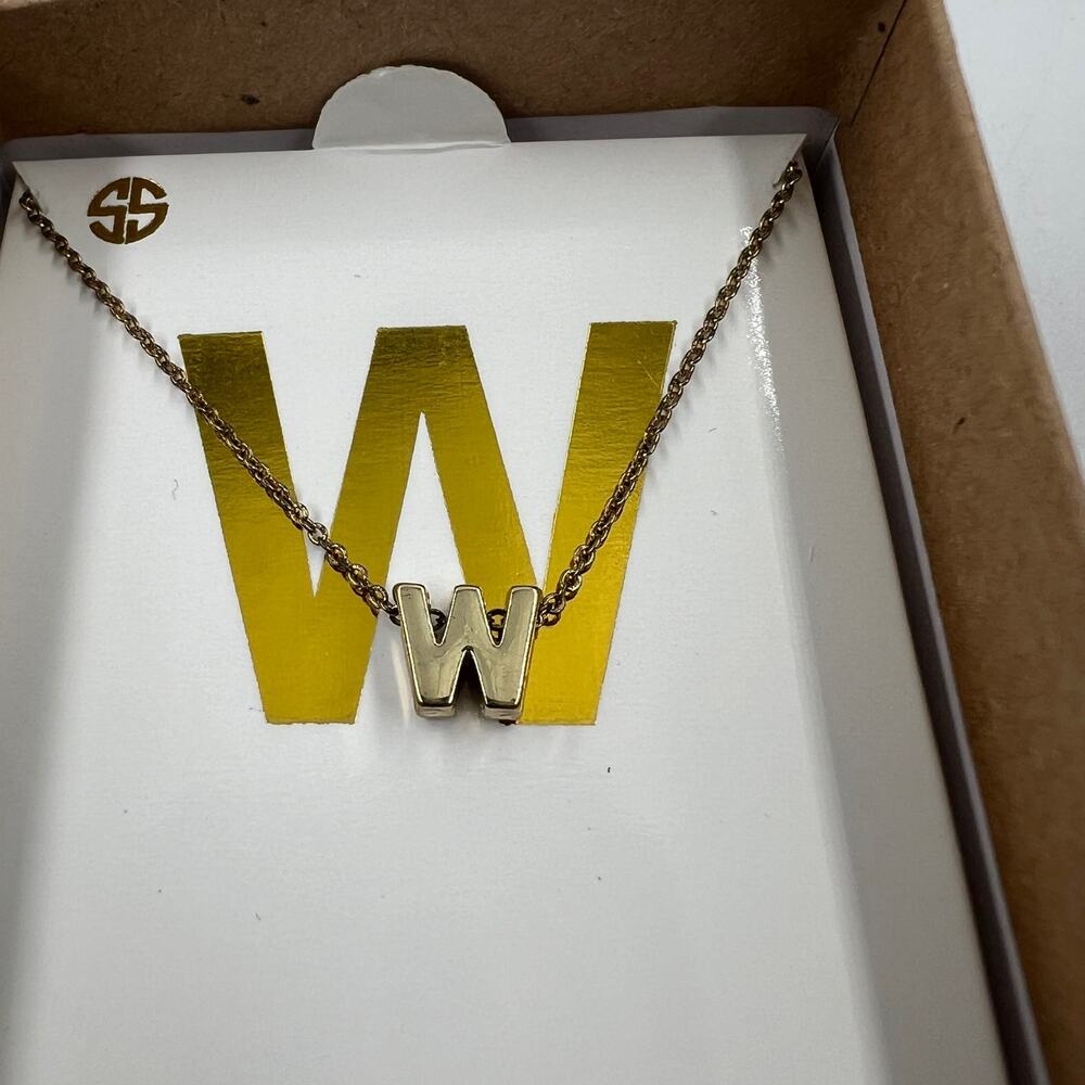 Simply Southern Initial W Necklace Gold Tone New In Box Minimalist